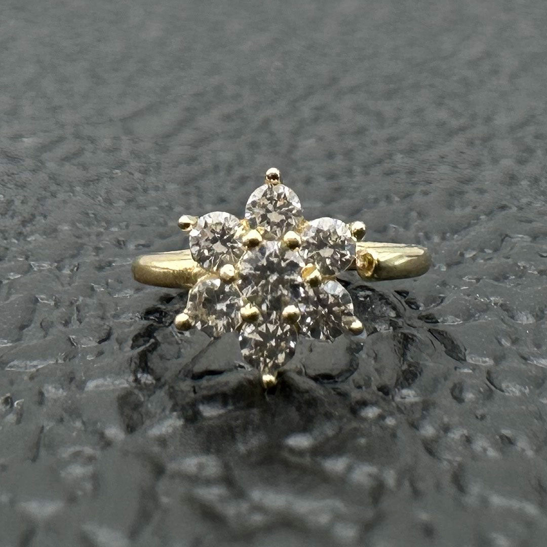14k CZ Flower Cluster Nose Hoop 18G
